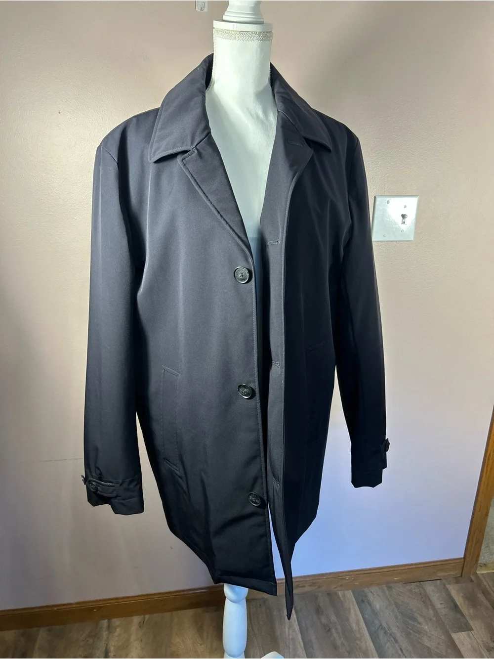 Calvin Klein Black Trench Coat - Single-Breasted Classic